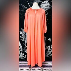 VTG 1970s Coral Caftan Nightgown